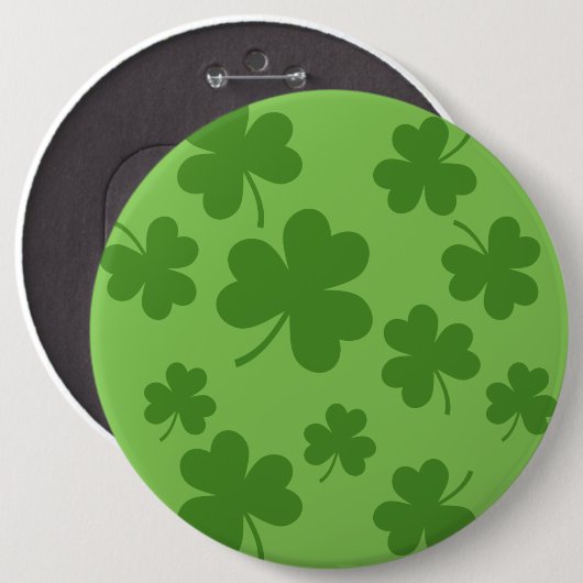 St Patrick's Day Kleeblatt Clover Pattern Button (Vorne & Hinten)