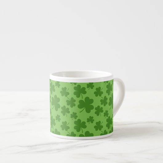 St Patrick's Day Kleeblatt Clover Pattern Espressotasse (Vorderseite Rechts)