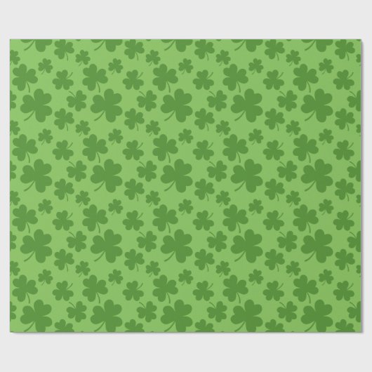 St Patrick's Day Kleeblatt Clover Pattern Geschenkpapier (Flach)