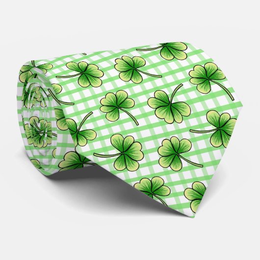 St Patrick's Day Kleeblatt Clover Pattern Krawatte (Gerollt)