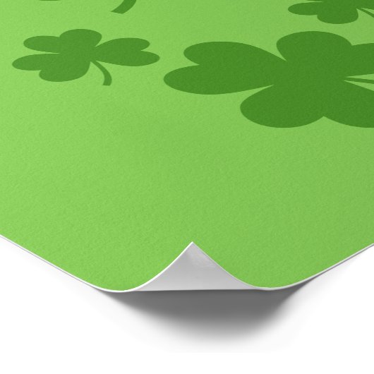 St Patrick's Day Kleeblatt Clover Pattern Poster (Ecke)