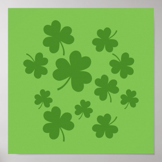 St Patrick's Day Kleeblatt Clover Pattern Poster (Vorne)