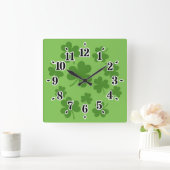 St Patrick's Day Kleeblatt Clover Pattern Quadratische Wanduhr (Zuhause)