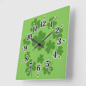 St Patrick's Day Kleeblatt Clover Pattern Quadratische Wanduhr (Winkel)