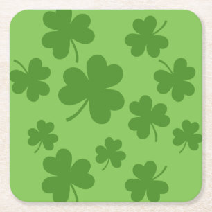 St Patrick's Day Kleeblatt Clover Pattern Rechteckiger Pappuntersetzer