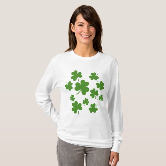 St Patrick's Day Kleeblatt Clover Pattern T-Shirt (Vorne ganz)