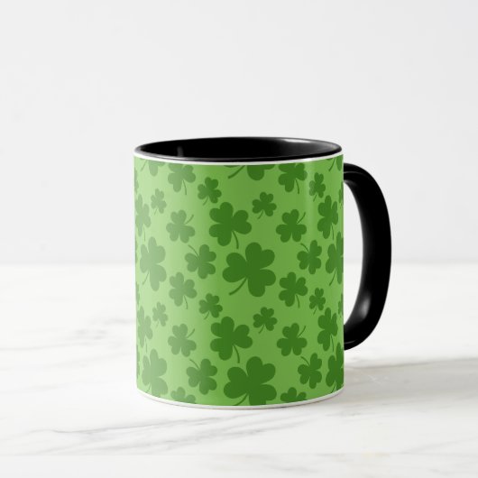 St Patrick's Day Kleeblatt Clover Pattern Tasse (VorderseiteRechts)