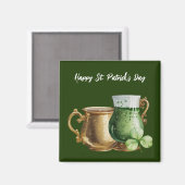 St. Patrick's Day Kleeblatt Clover und Pot Magnet (Vorderseite/Rückseite)