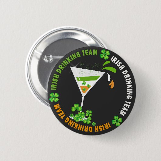 St Patricks Day Kleeblatt Cocktail Button (Vorne & Hinten)