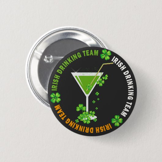 St Patricks Day Kleeblatt Cocktail Button (Vorne & Hinten)