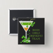 St Patricks Day Kleeblatt Cocktail Button (Vorne & Hinten)