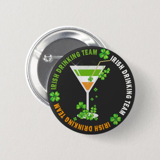 St Patricks Day Kleeblatt Cocktail Button (Vorne & Hinten)