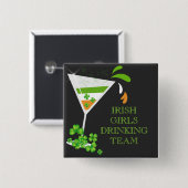 St Patricks Day Kleeblatt Cocktail Button (Vorne & Hinten)
