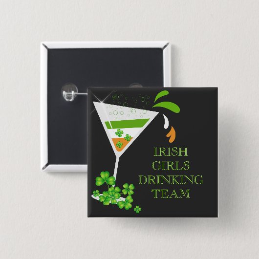 St Patricks Day Kleeblatt Cocktail Button (Vorne & Hinten)