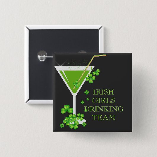 St Patricks Day Kleeblatt Cocktail Button (Vorne & Hinten)