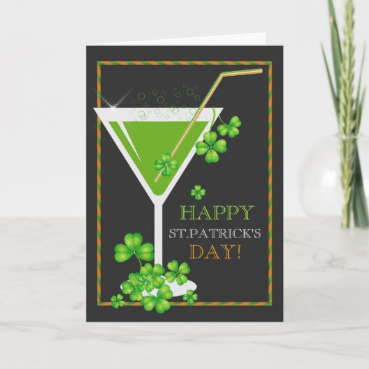 St.Patricks Day Kleeblatt Cocktail Grußkarte Karte (Vorderseite)