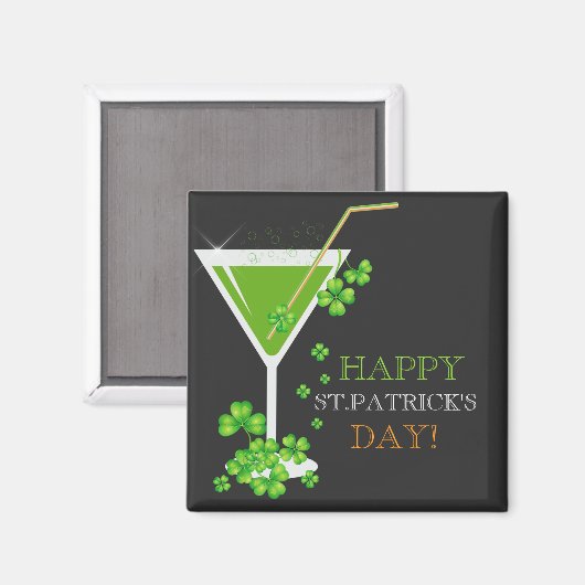St. Patricks Day Kleeblatt Cocktail Magnet (Vorderseite/Rückseite)