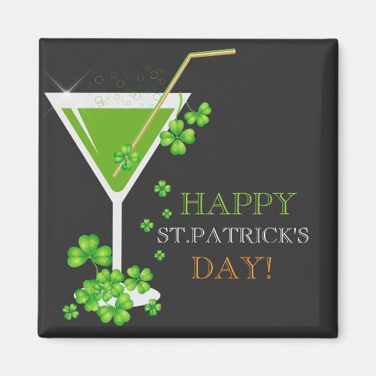 St. Patricks Day Kleeblatt Cocktail Magnet (Vorne)