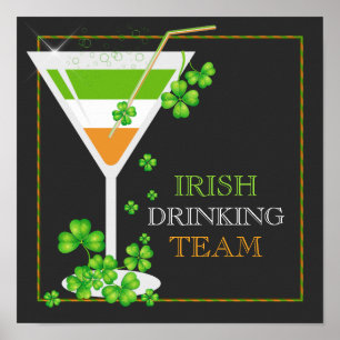 St. Patricks Day Kleeblatt Cocktail Poster