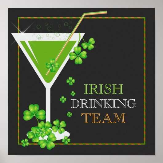 St. Patricks Day Kleeblatt Cocktail Poster (Vorne)