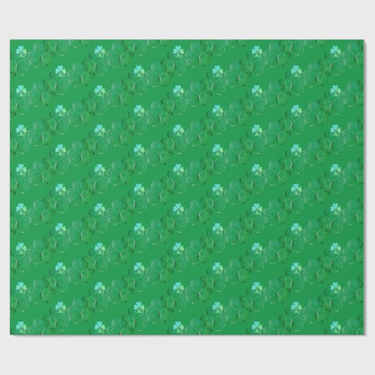St. Patrick's Day Kleeblatt Curly Green Geschenkpapier (Flach)