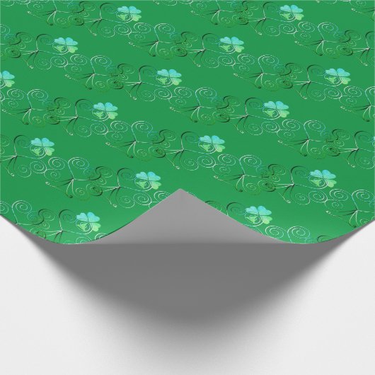 St. Patrick's Day Kleeblatt Curly Green Geschenkpapier (Ecke)