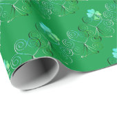 St. Patrick's Day Kleeblatt Curly Green Geschenkpapier (Rolleneckpunkt)