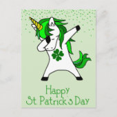 St. Patrick's Day Kleeblatt Dabbing Unicorn Green Postkarte (Vorderseite)