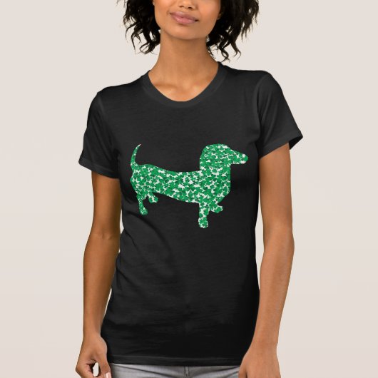St Patricks Day Kleeblatt Dackel T-Shirt (Vorderseite)