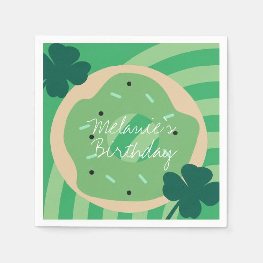 St Patricks Day Kleeblatt Donut Greenery Party Serviette (Vorderseite)