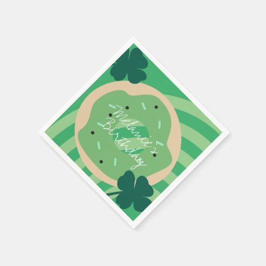 St Patricks Day Kleeblatt Donut Greenery Party Serviette (Ecke)