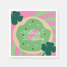 St Patricks Day Kleeblatt Donut Greenery Party Serviette