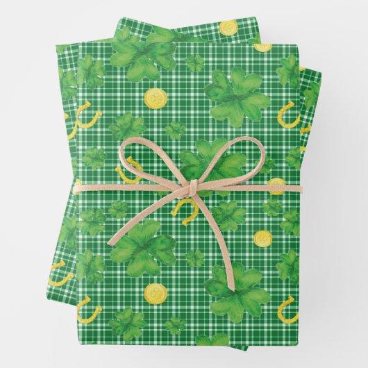 St. Patrick's Day Kleeblatt Geschenkpapier Set (Beispiel)