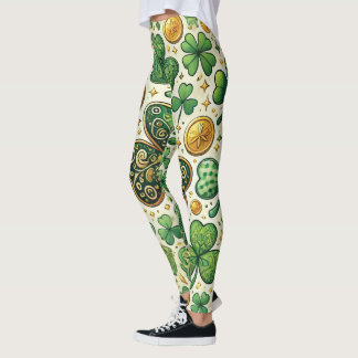 St. Patrick's Day Kleeblatt & Gold Women's Leggings