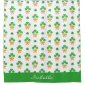 St. Patrick's Day Kleeblatt Golden Bow Green Clove Duschvorhang (Vorderseite)