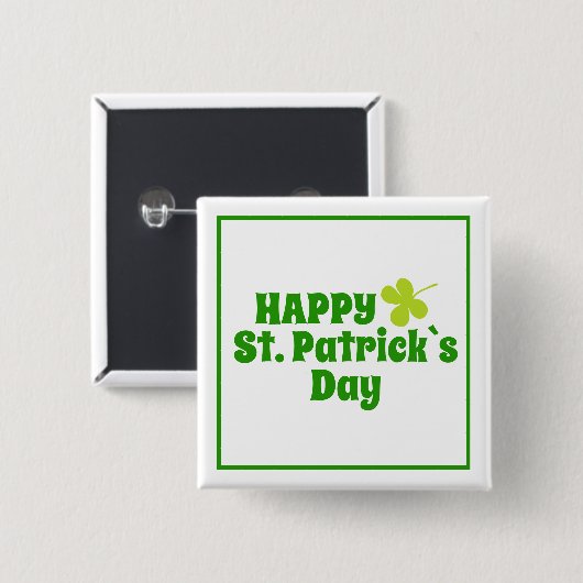 St Patrick's Day Kleeblatt Green Button (Vorne & Hinten)
