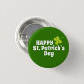 St Patrick's Day Kleeblatt Green Button (Vorne & Hinten)