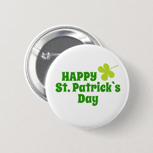St Patrick's Day Kleeblatt Green Button (Vorne & Hinten)