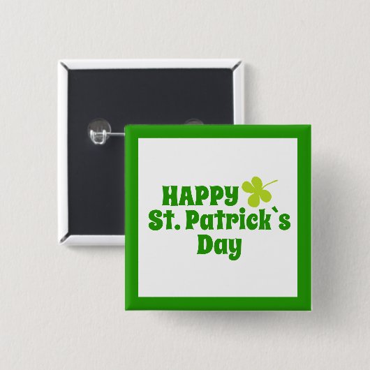 St Patrick's Day Kleeblatt Green Button (Vorne & Hinten)
