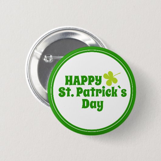 St Patrick's Day Kleeblatt Green Button (Vorne & Hinten)