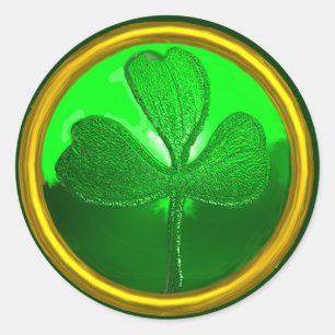 ST. PATRICK'S DAY KLEEBLATT Green Gold Runder Aufkleber