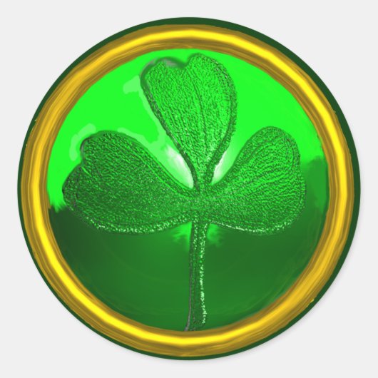 ST. PATRICK'S DAY KLEEBLATT Green Gold Runder Aufkleber (Vorderseite)