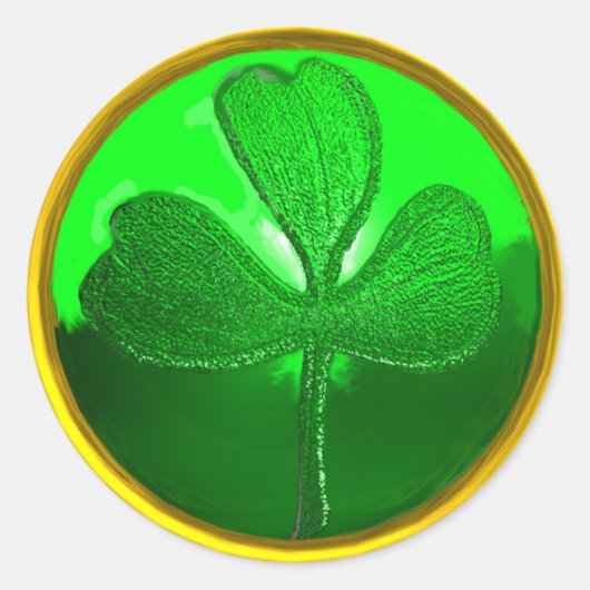 ST. PATRICK'S DAY KLEEBLATT Green Gold Runder Aufkleber (Vorderseite)