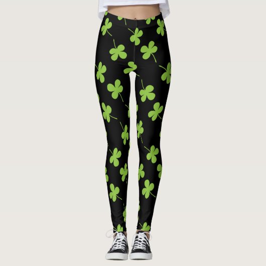 St Patrick's Day Kleeblatt Green Pattern Leggings (Vorderseite)