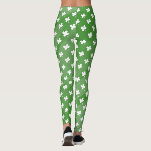 St Patrick's Day Kleeblatt Green Pattern Leggings (Rückseite)