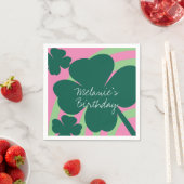 St Patricks Day Kleeblatt Green Rainbow Pink Party Serviette (Beispiel)