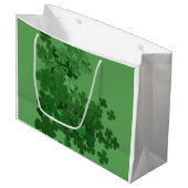St. Patrick's Day Kleeblatt Große Geschenktüte (Vorderseite Schrägansicht)