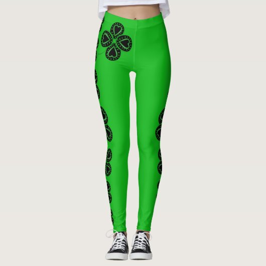 St. Patrick's Day Kleeblatt Herzstück Leggings 2 (Vorderseite)