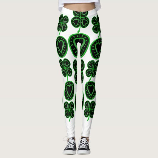 St. Patrick's Day Kleeblatt Herzstück Leggings 4 (Vorderseite)