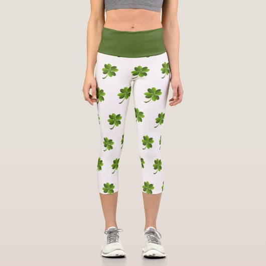 St. Patrick's Day Kleeblatt Hochgebirgskette Capri Leggings (Vorderseite)